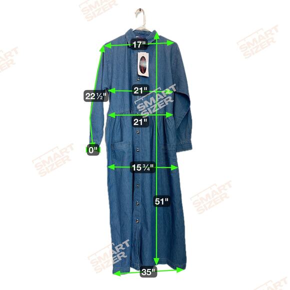 Blue Diamond Dress Womens Large Blue Denim Button Front Belted Pockets Maxi - Picture 6 of 13